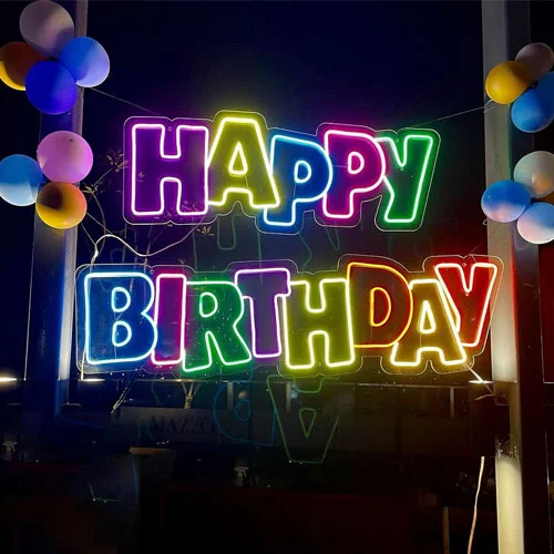 Sinal de néon de feliz aniversário