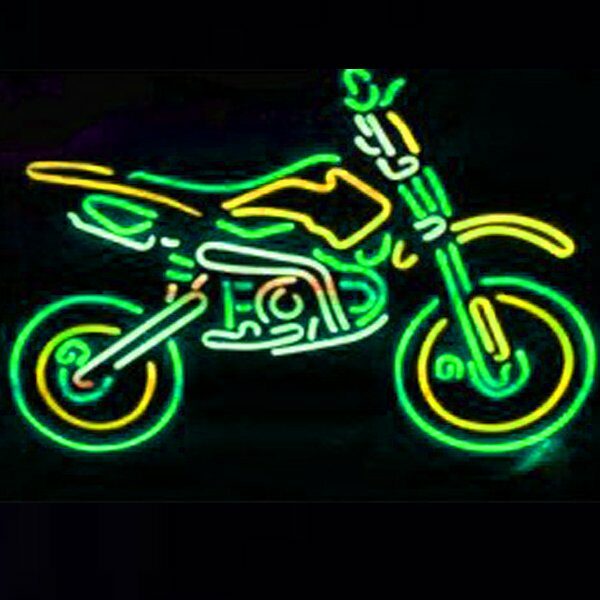 señal de neón de moto de cross